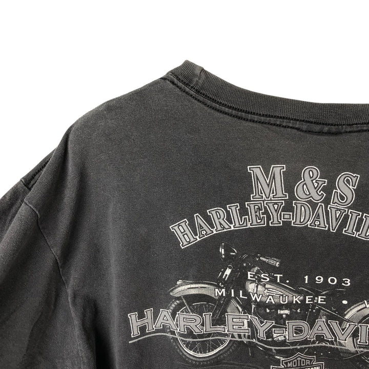 2000'S Harley-Davidson Eagle Pattern Motorcycle Long Sleeve T-Shirt, Men's Size L unclear Charcoal Vintage Second Hand