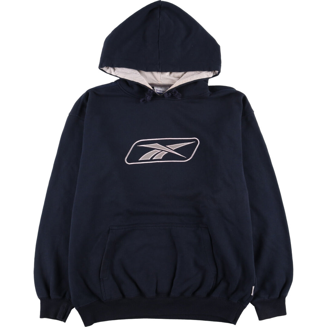 Reebok Sweat Pullover Hoodie, Men's Size M cotton navy blue type Vintage Second Hand