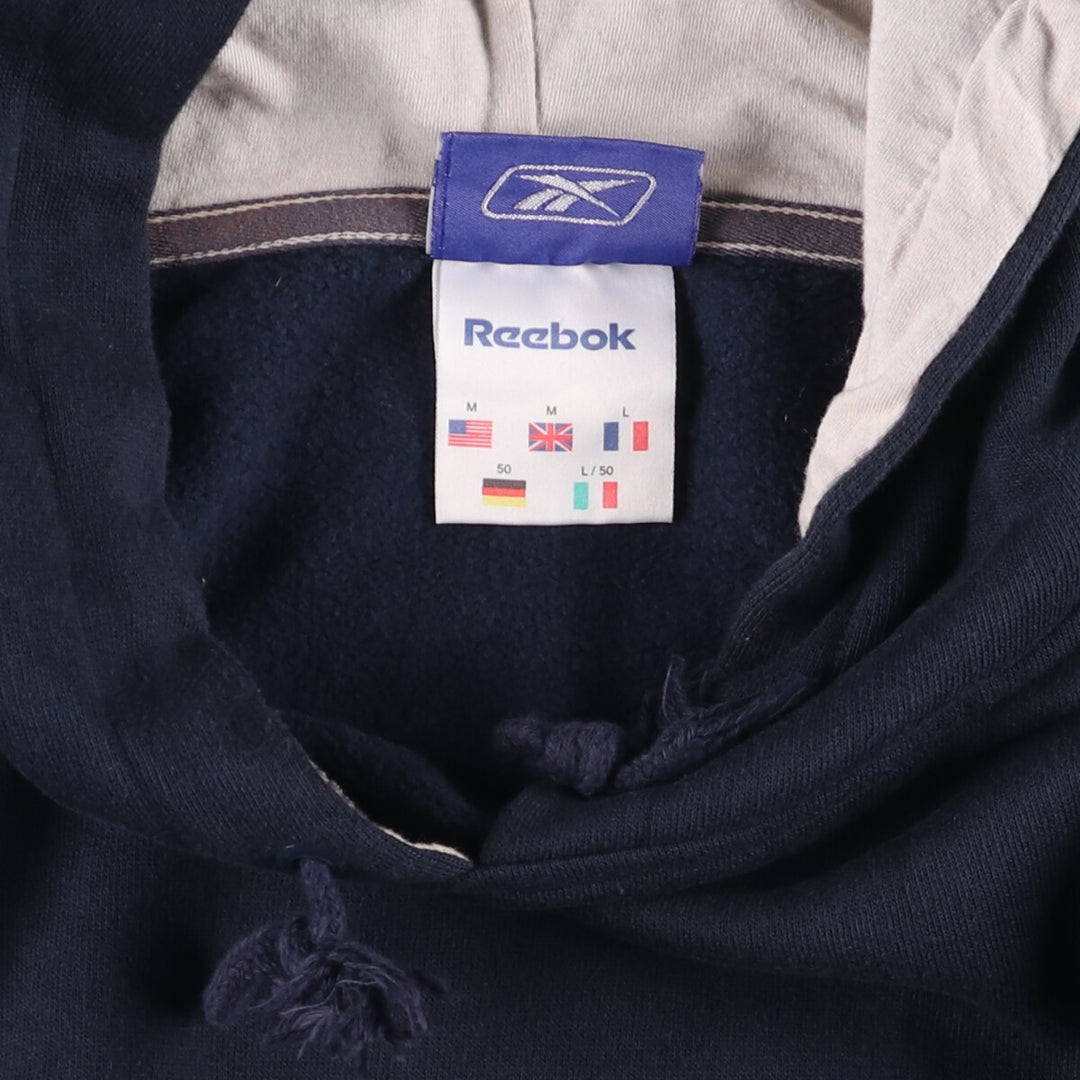 Reebok Sweat Pullover Hoodie, Men's Size M cotton navy blue type Vintage Second Hand