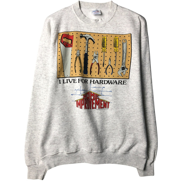 Vintage 90'S SANTEE Home Improvement printed sweatshirt, made in the USA, size L, men's polyester gray type Vintage Second Hand