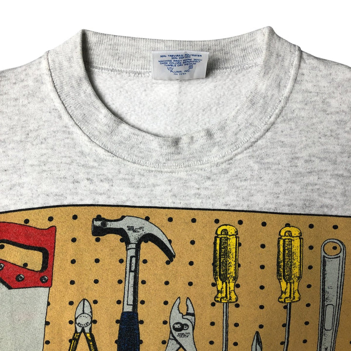 Vintage 90'S SANTEE Home Improvement printed sweatshirt, made in the USA, size L, men's polyester gray type Vintage Second Hand