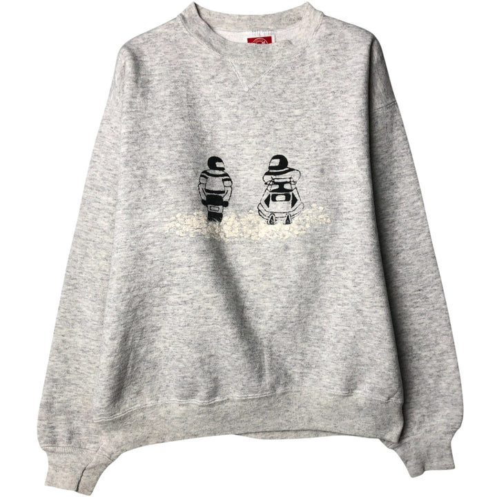 Pannill Heavyweight Printed Sweatshirt, Made in USA, Men's Size L cotton gray type Vintage Second Hand
