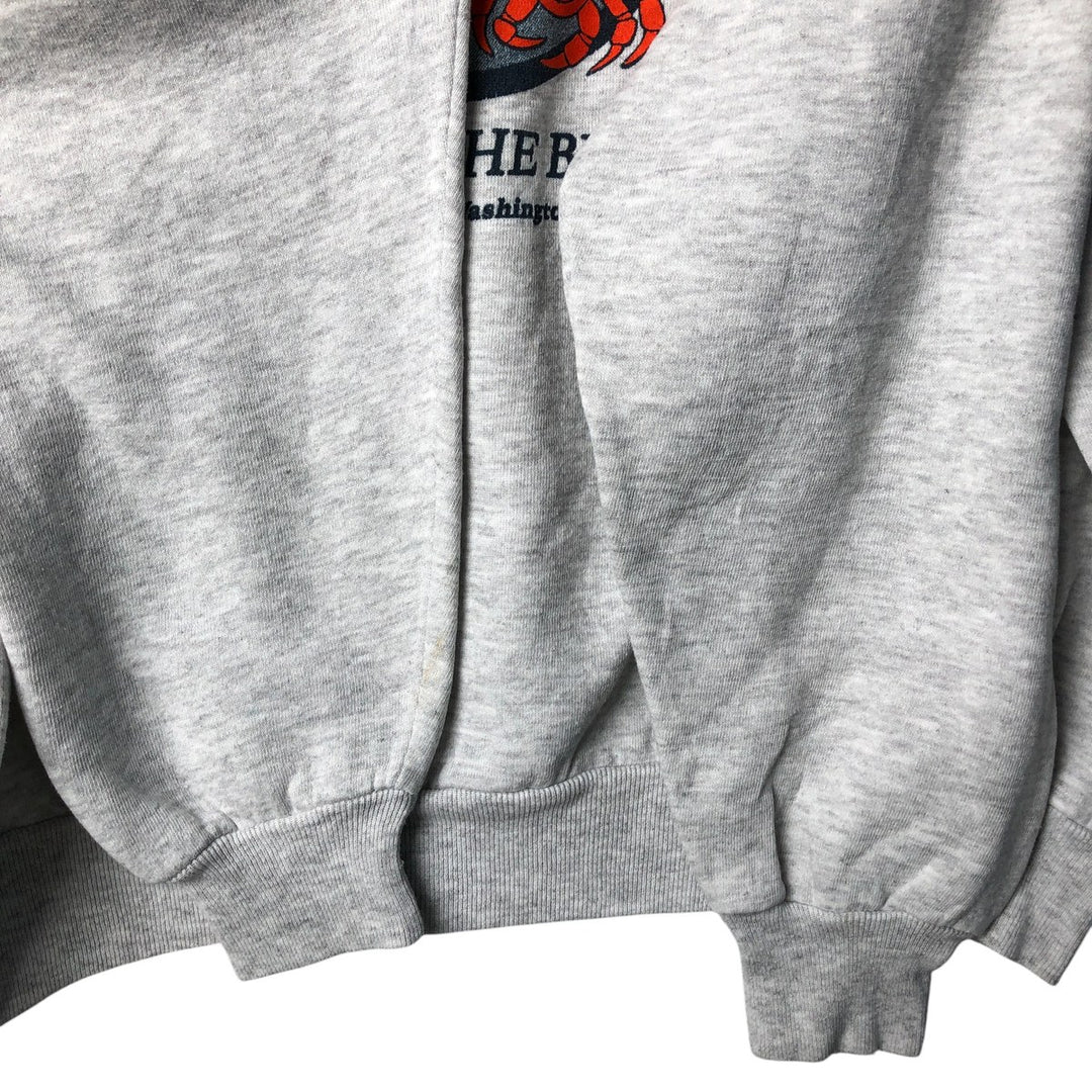 Vintage 80s-90'S Jerzees printed sweatshirt, sweatshirt, made in USA, men's XL size cotton gray type Vintage Second Hand