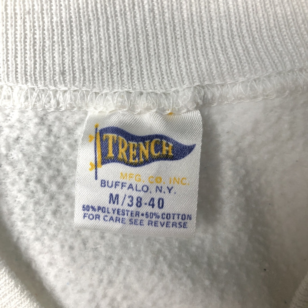 Vintage 90'S TRENCH printed sweatshirt, made in the USA, size M, men's cotton white type Vintage Second Hand