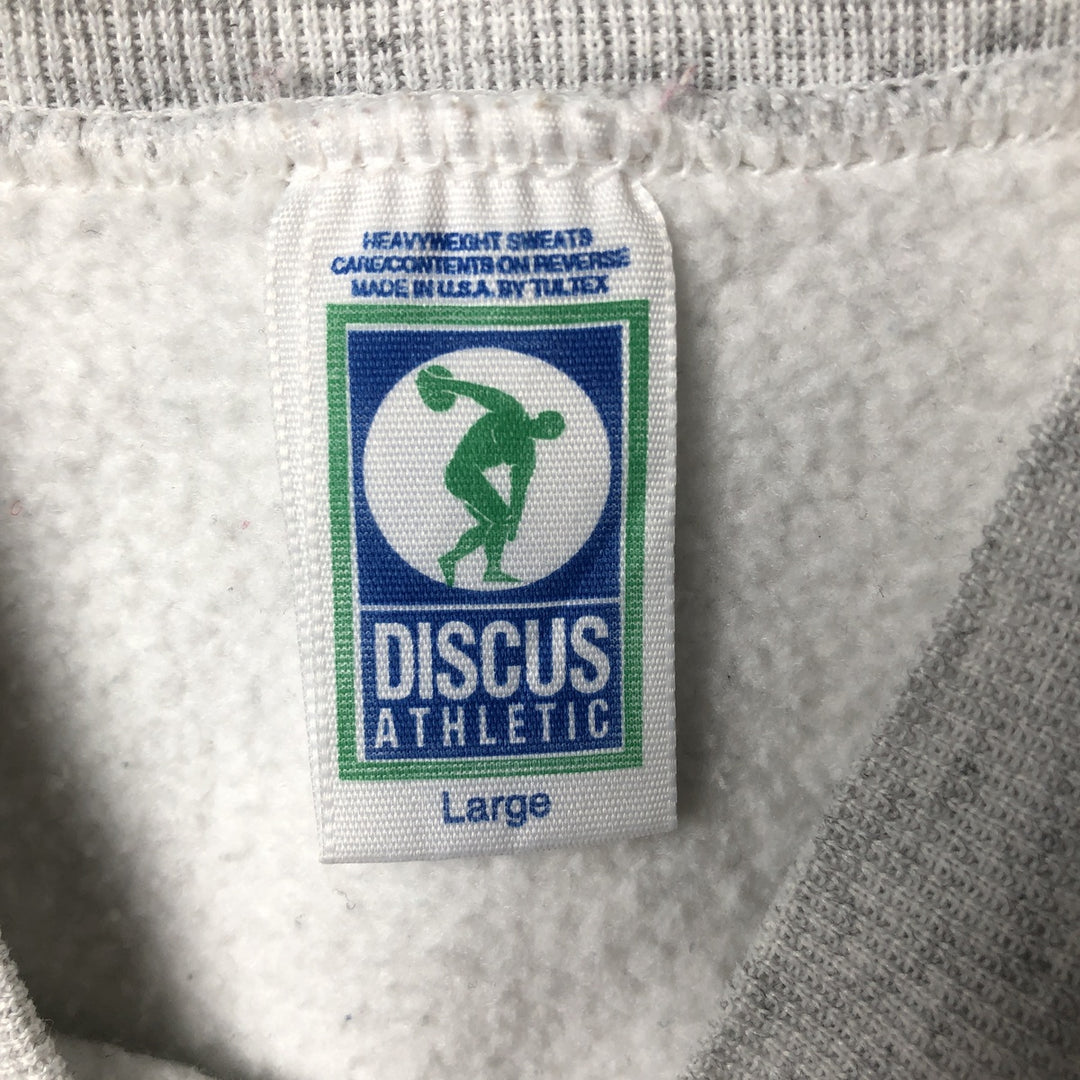 Vintage 90'S DISCUS ATHLETIC printed sweatshirt, made in the USA, size L, men's cotton gray type Vintage Second Hand