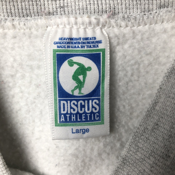 Vintage 90'S DISCUS ATHLETIC printed sweatshirt, made in the USA, size L, men's cotton gray type Vintage Second Hand