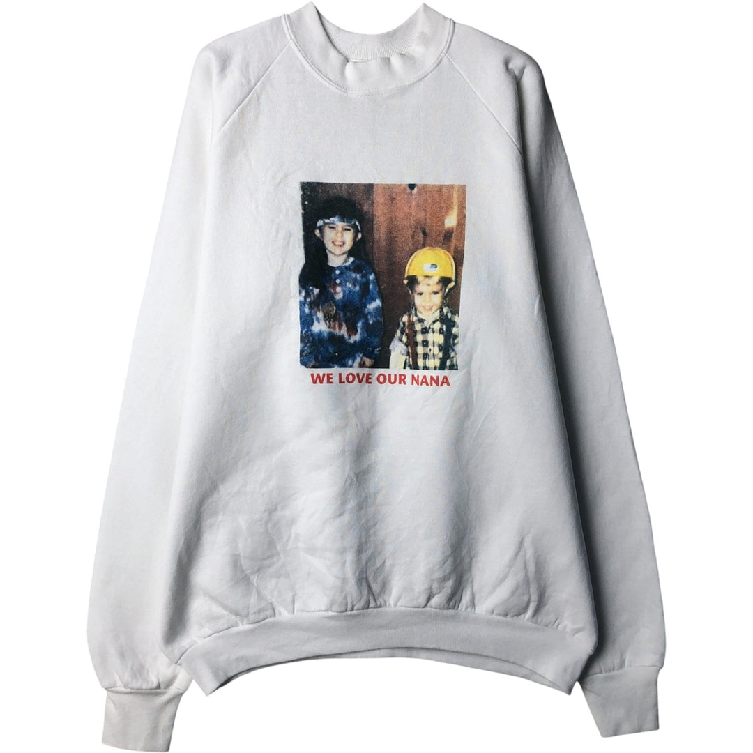 90'S Fruit of the Loom printed sweatshirt, made in the USA, men's XL size, vintage cotton white type Vintage Second Hand