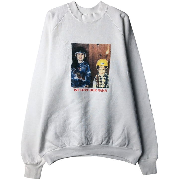 90'S Fruit of the Loom printed sweatshirt, made in the USA, men's XL size, vintage cotton white type Vintage Second Hand