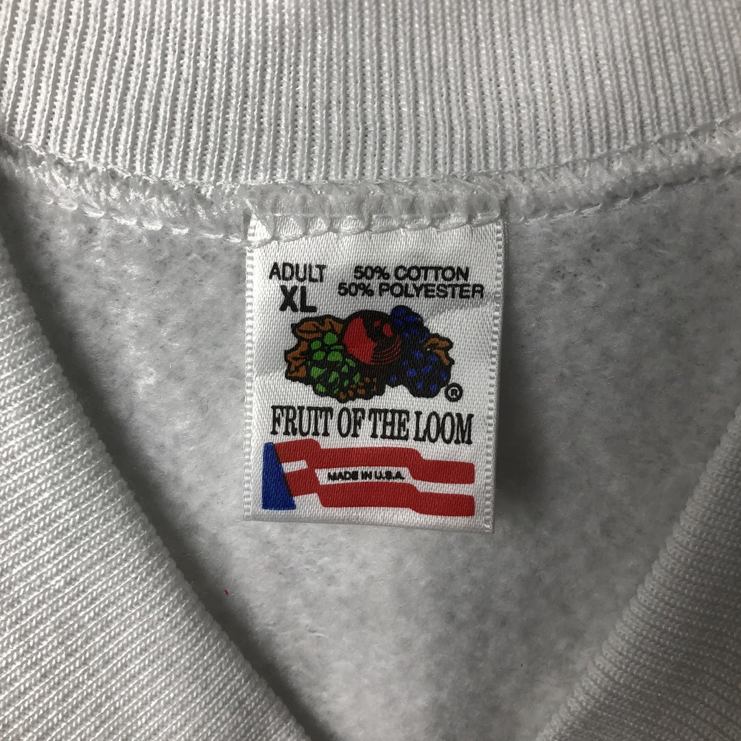 90'S Fruit of the Loom printed sweatshirt, made in the USA, men's XL size, vintage cotton white type Vintage Second Hand