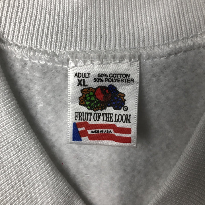 90'S Fruit of the Loom printed sweatshirt, made in the USA, men's XL size, vintage cotton white type Vintage Second Hand
