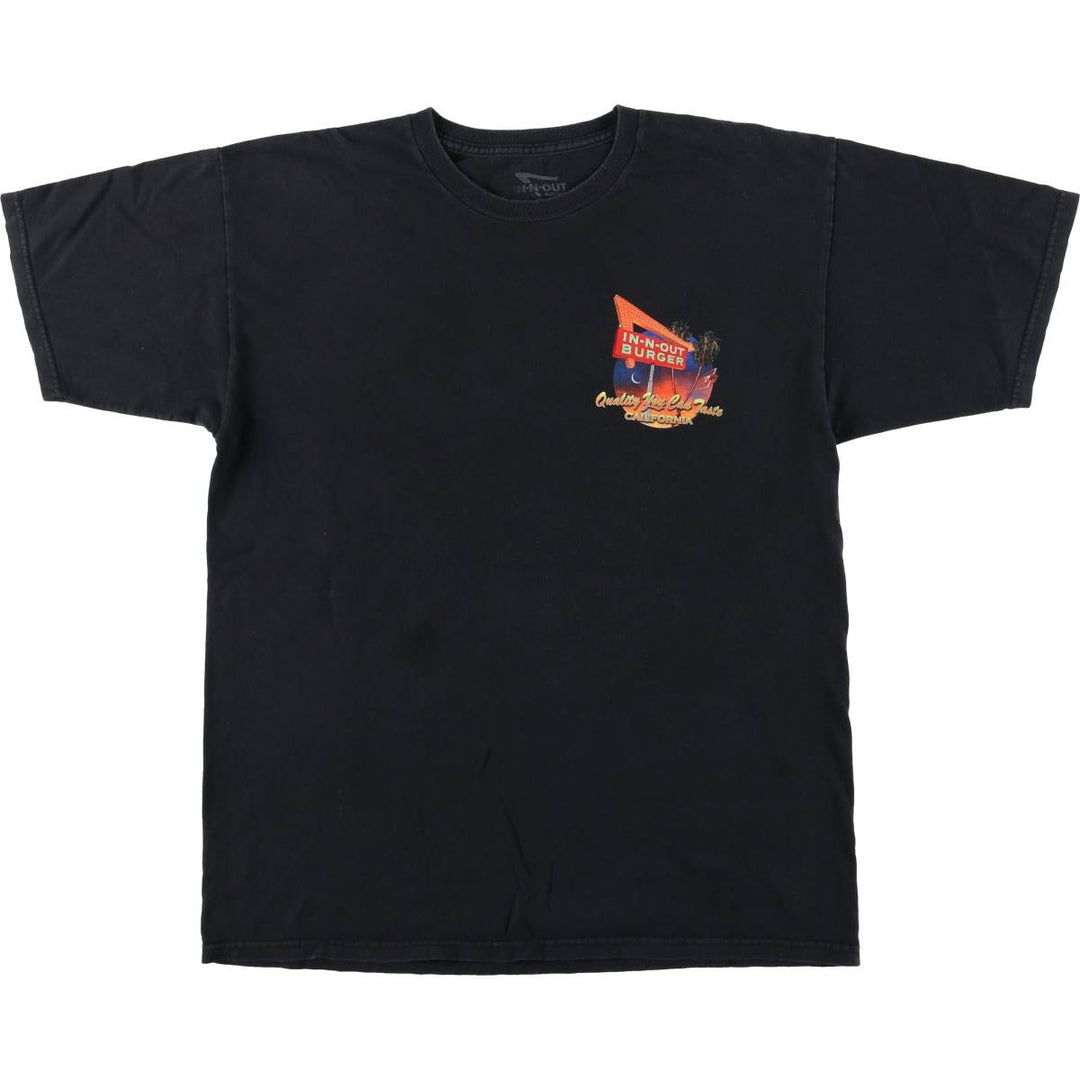 IN-N-OUT BURGER In-and-Out Burger Advertising T-shirt, Men's L size cotton black type Vintage Second Hand