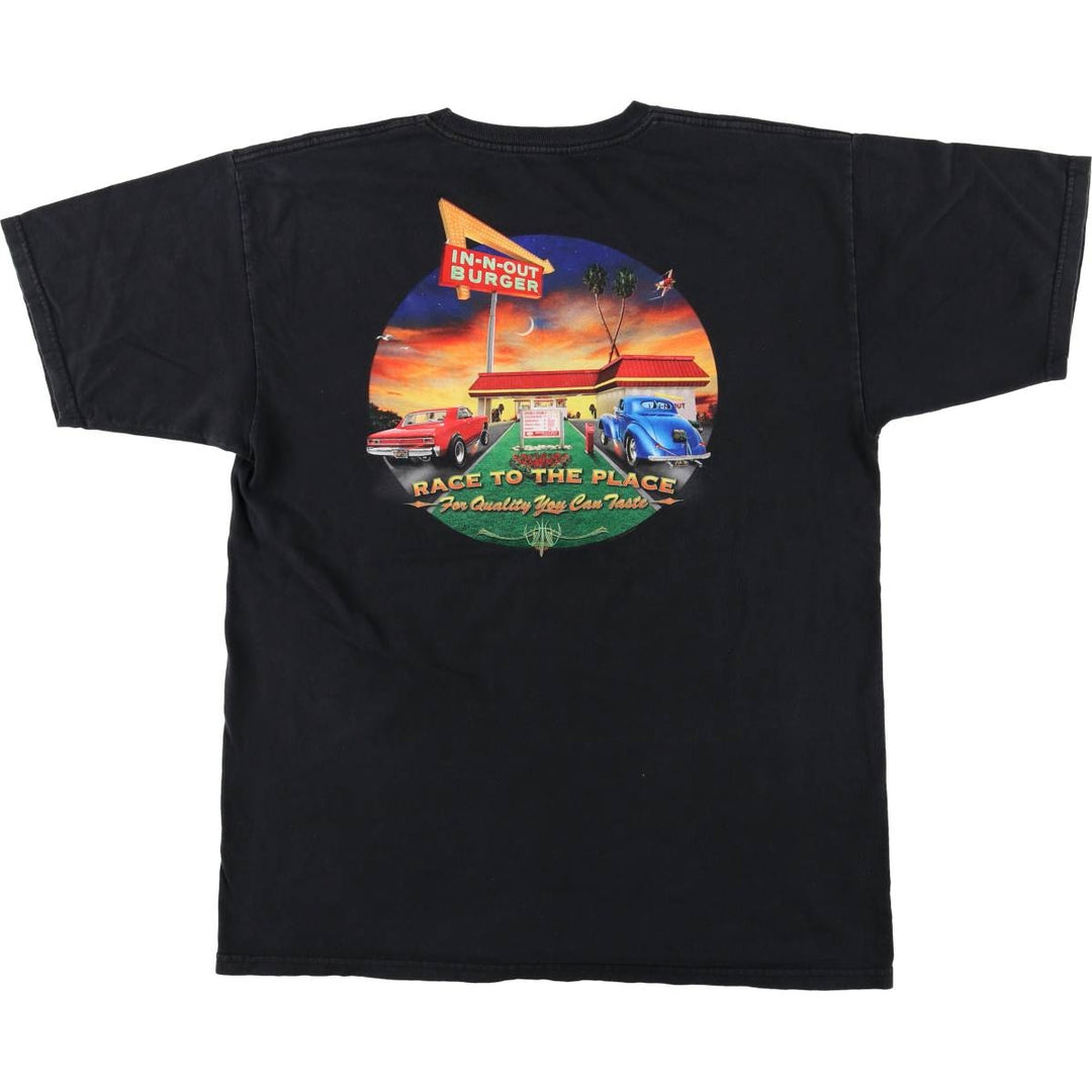 IN-N-OUT BURGER In-and-Out Burger Advertising T-shirt, Men's L size cotton black type Vintage Second Hand