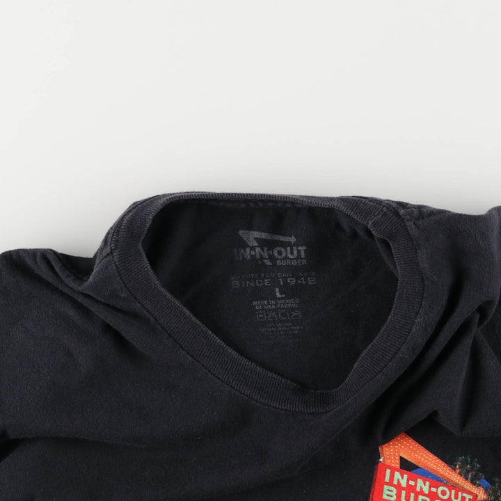 IN-N-OUT BURGER In-and-Out Burger Advertising T-shirt, Men's L size cotton black type Vintage Second Hand