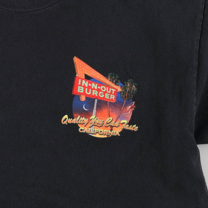 IN-N-OUT BURGER In-and-Out Burger Advertising T-shirt, Men's L size cotton black type Vintage Second Hand