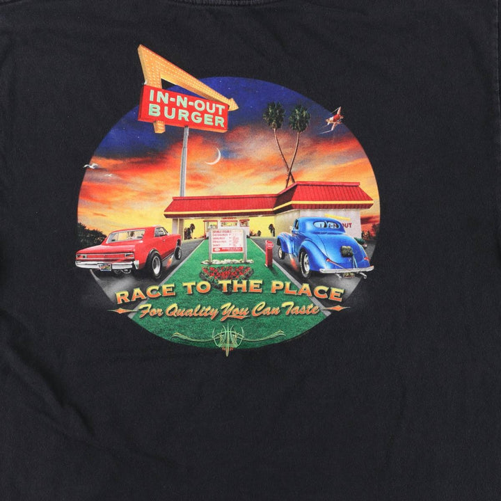IN-N-OUT BURGER In-and-Out Burger Advertising T-shirt, Men's L size cotton black type Vintage Second Hand