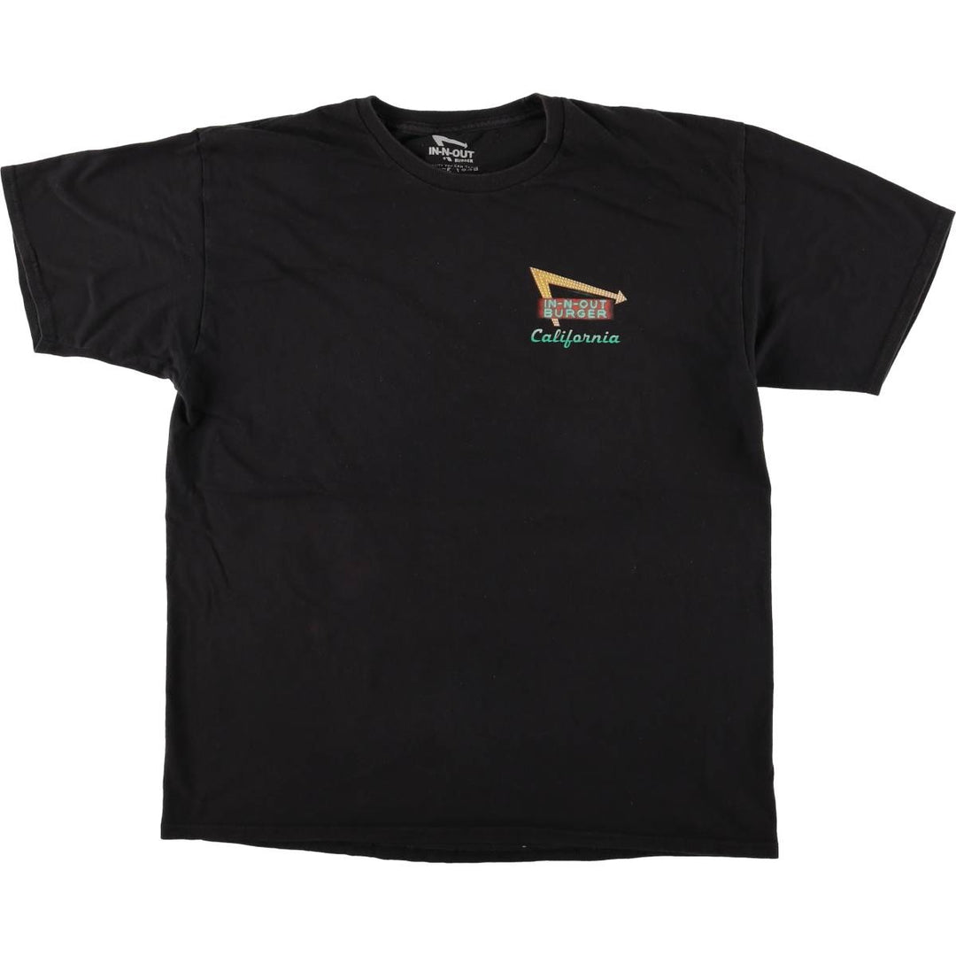 IN-N-OUT BURGER In-and-Out Burger Advertising T-shirt, Men's L size cotton black type Vintage Second Hand