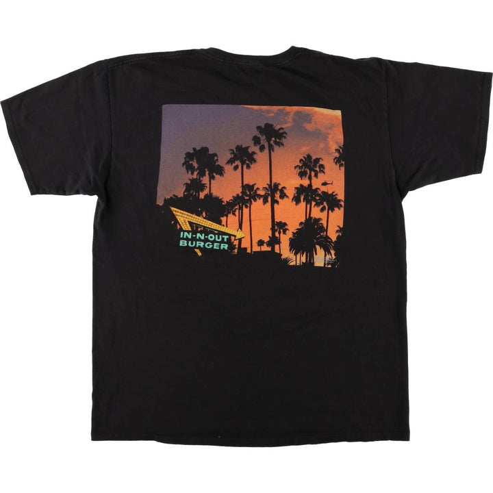 IN-N-OUT BURGER In-and-Out Burger Advertising T-shirt, Men's L size cotton black type Vintage Second Hand