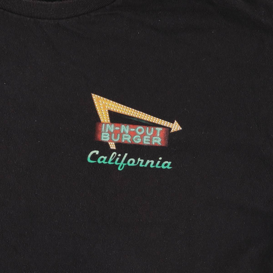 IN-N-OUT BURGER In-and-Out Burger Advertising T-shirt, Men's L size cotton black type Vintage Second Hand