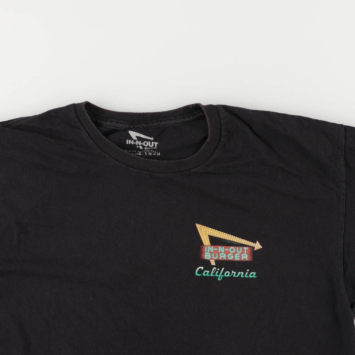 IN-N-OUT BURGER In-and-Out Burger Advertising T-shirt, Men's L size cotton black type Vintage Second Hand