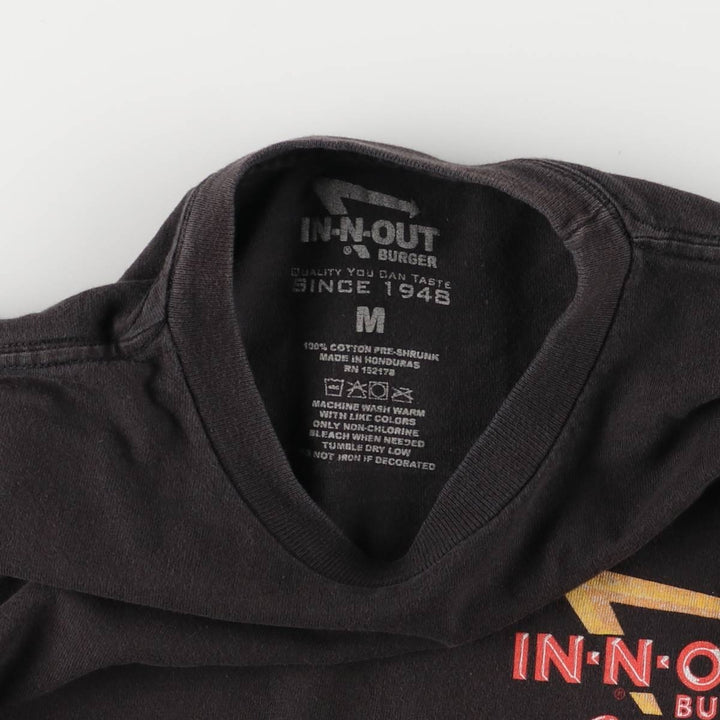 IN-N-OUT BURGER In-and-Out Burger Advertising T-shirt, Men's M size cotton black type Vintage Second Hand