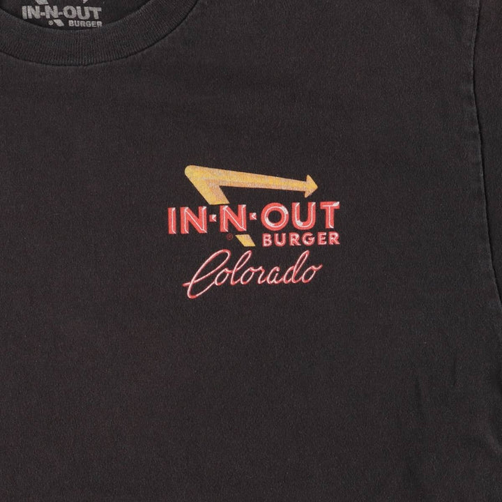IN-N-OUT BURGER In-and-Out Burger Advertising T-shirt, Men's M size cotton black type Vintage Second Hand
