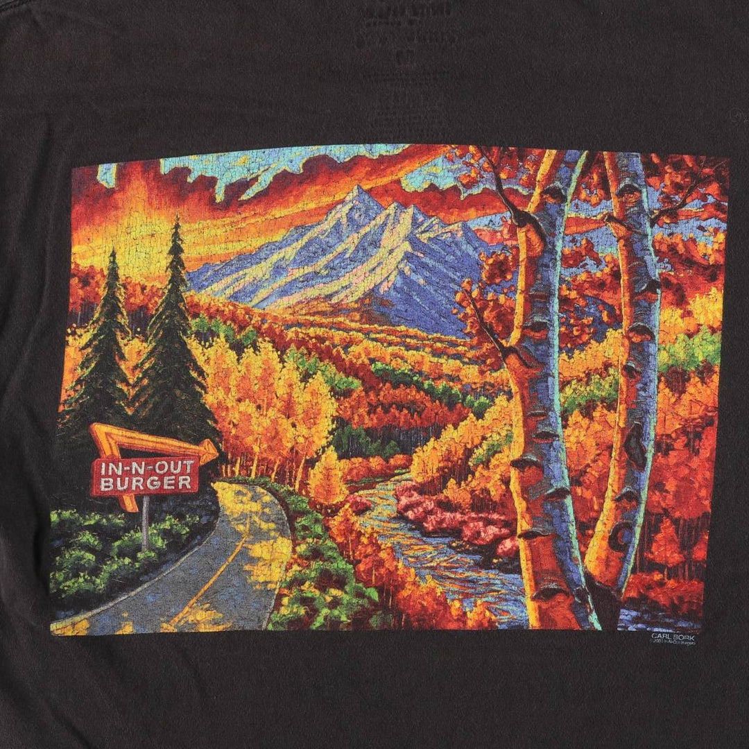 IN-N-OUT BURGER In-and-Out Burger Advertising T-shirt, Men's M size cotton black type Vintage Second Hand