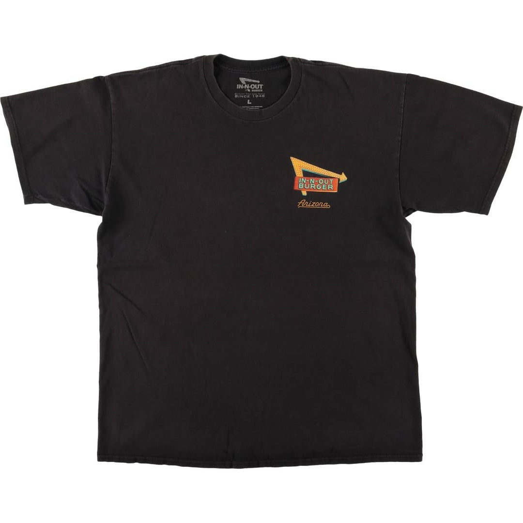 IN-N-OUT BURGER In-and-Out Burger Advertising T-shirt, Men's L size cotton black type Vintage Second Hand