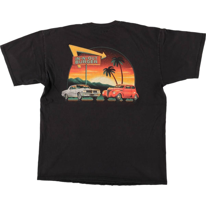 IN-N-OUT BURGER In-and-Out Burger Advertising T-shirt, Men's L size cotton black type Vintage Second Hand