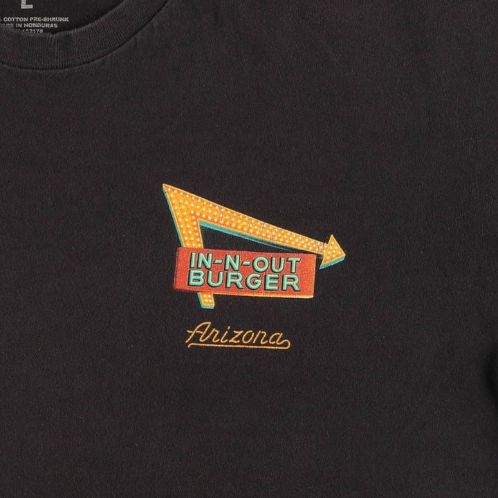 IN-N-OUT BURGER In-and-Out Burger Advertising T-shirt, Men's L size cotton black type Vintage Second Hand