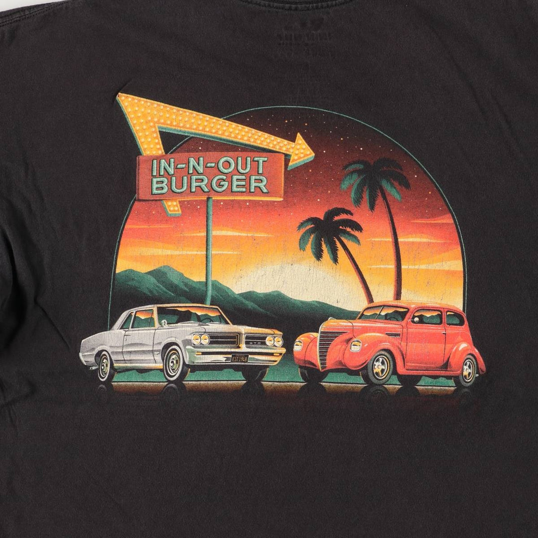 IN-N-OUT BURGER In-and-Out Burger Advertising T-shirt, Men's L size cotton black type Vintage Second Hand