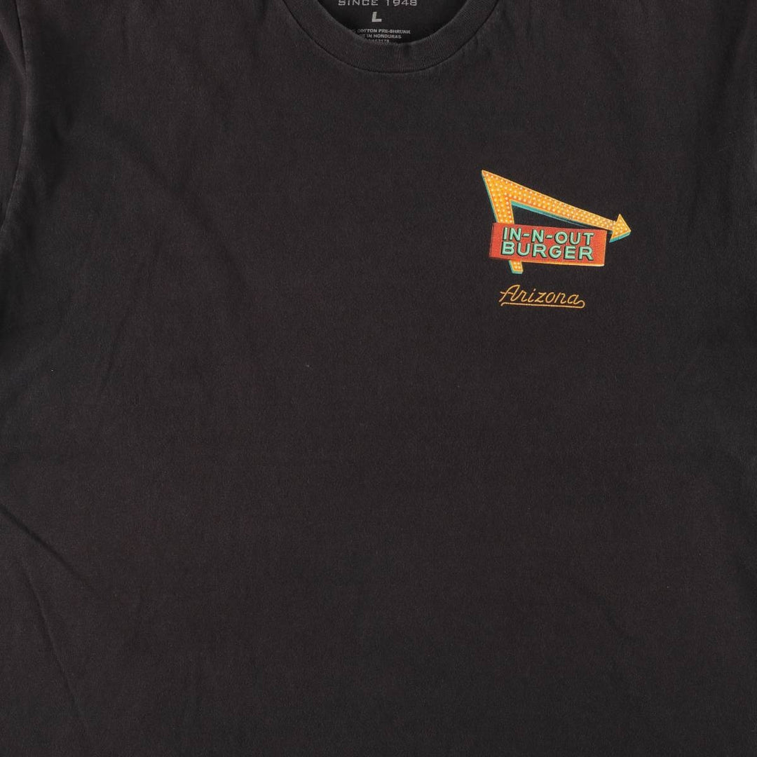 IN-N-OUT BURGER In-and-Out Burger Advertising T-shirt, Men's L size cotton black type Vintage Second Hand