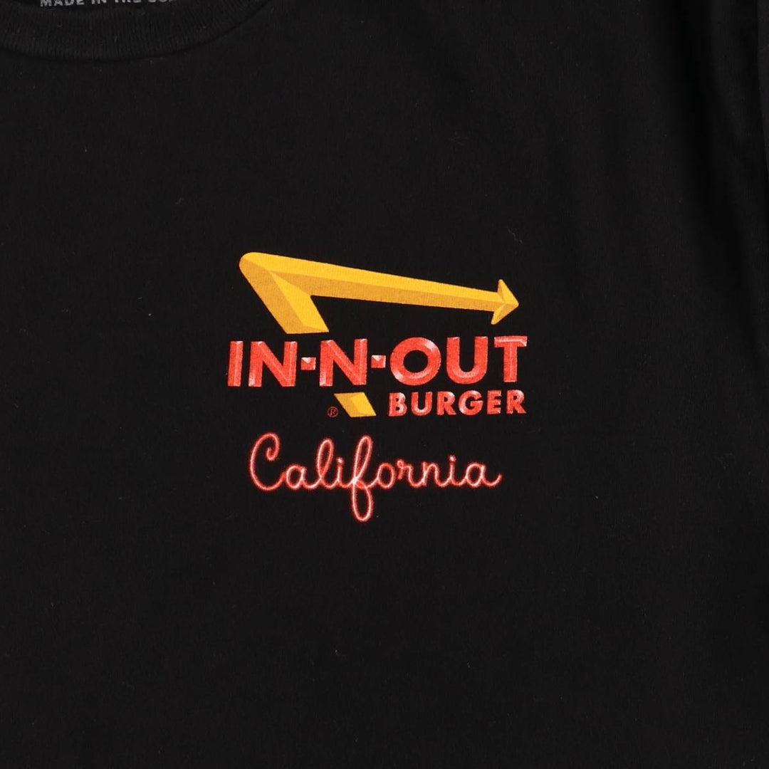 IN-N-OUT BURGER In-N-Out Burger Advertising T-shirt Made in USA Men's L size cotton black type Vintage Second Hand