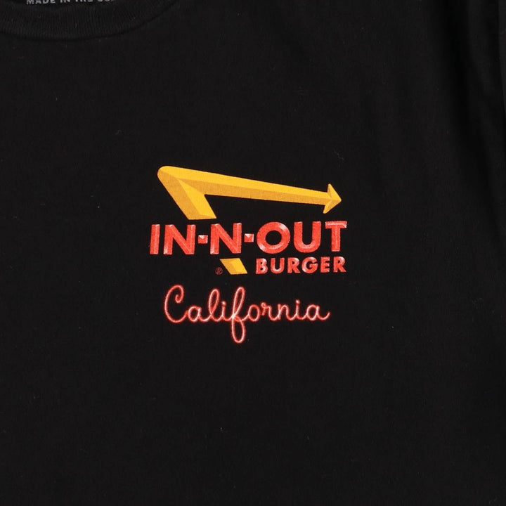 IN-N-OUT BURGER In-N-Out Burger Advertising T-shirt Made in USA Men's L size cotton black type Vintage Second Hand