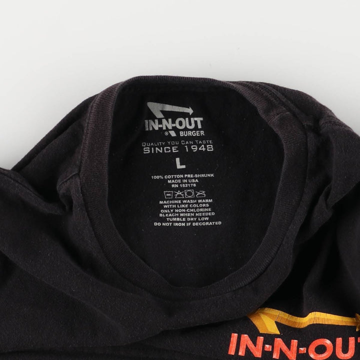 IN-N-OUT BURGER In-N-Out Burger Advertising T-shirt Made in USA Men's L size cotton black type Vintage Second Hand