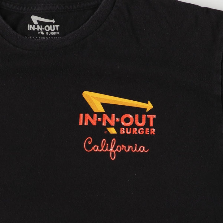 IN-N-OUT BURGER In-N-Out Burger Advertising T-shirt Made in USA Men's L size cotton black type Vintage Second Hand