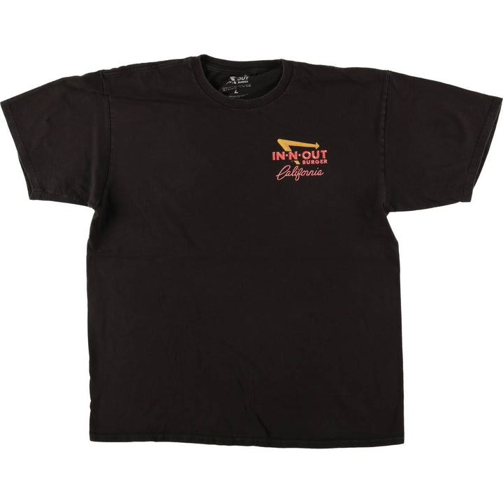 IN-N-OUT BURGER In-and-Out Burger Advertising T-shirt, Men's L size cotton black type Vintage Second Hand