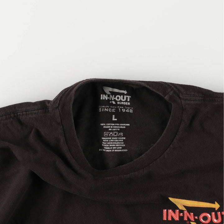 IN-N-OUT BURGER In-and-Out Burger Advertising T-shirt, Men's L size cotton black type Vintage Second Hand