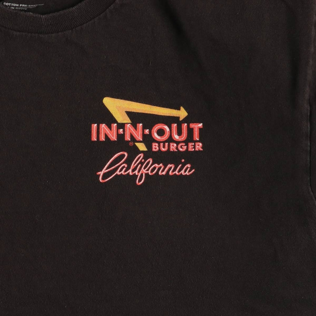 IN-N-OUT BURGER In-and-Out Burger Advertising T-shirt, Men's L size cotton black type Vintage Second Hand