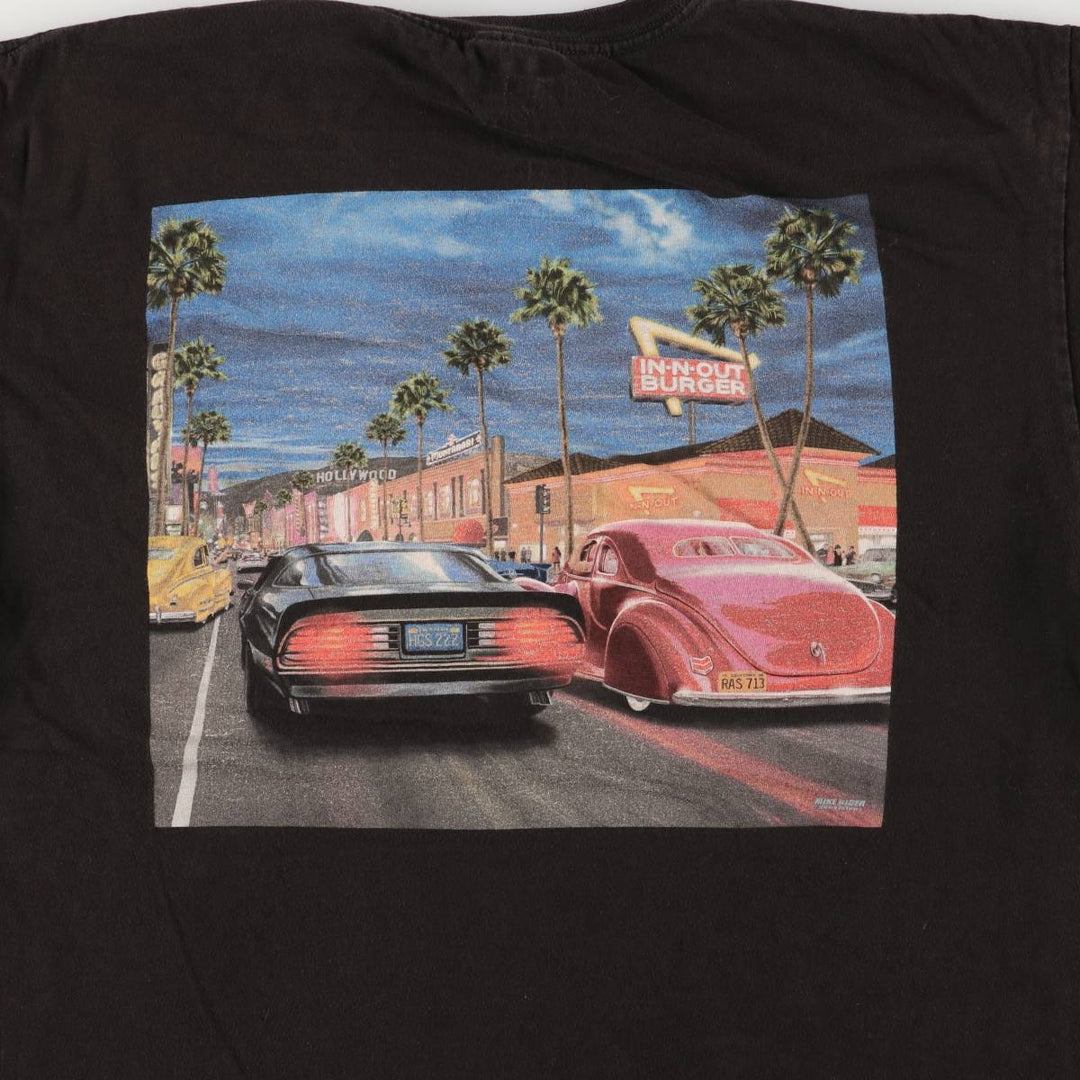 IN-N-OUT BURGER In-and-Out Burger Advertising T-shirt, Men's L size cotton black type Vintage Second Hand