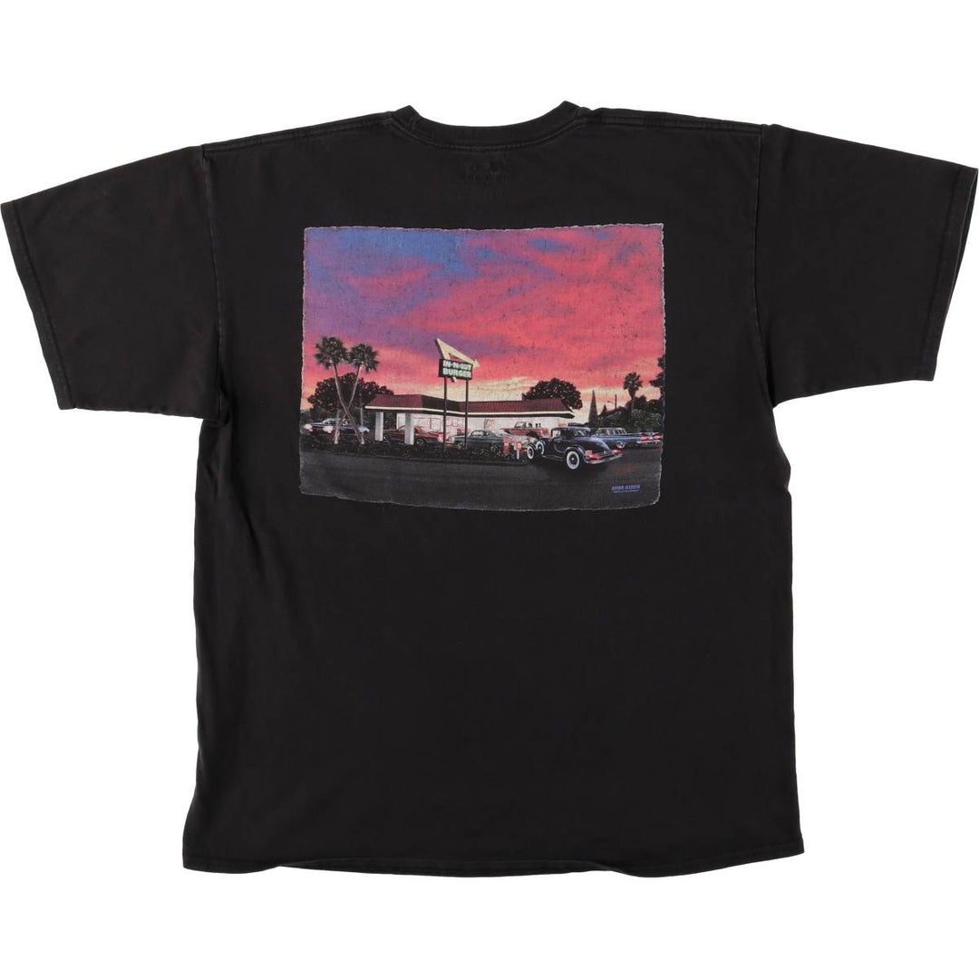 IN-N-OUT BURGER In-and-Out Burger Advertising T-shirt, Men's L size cotton black type Vintage Second Hand