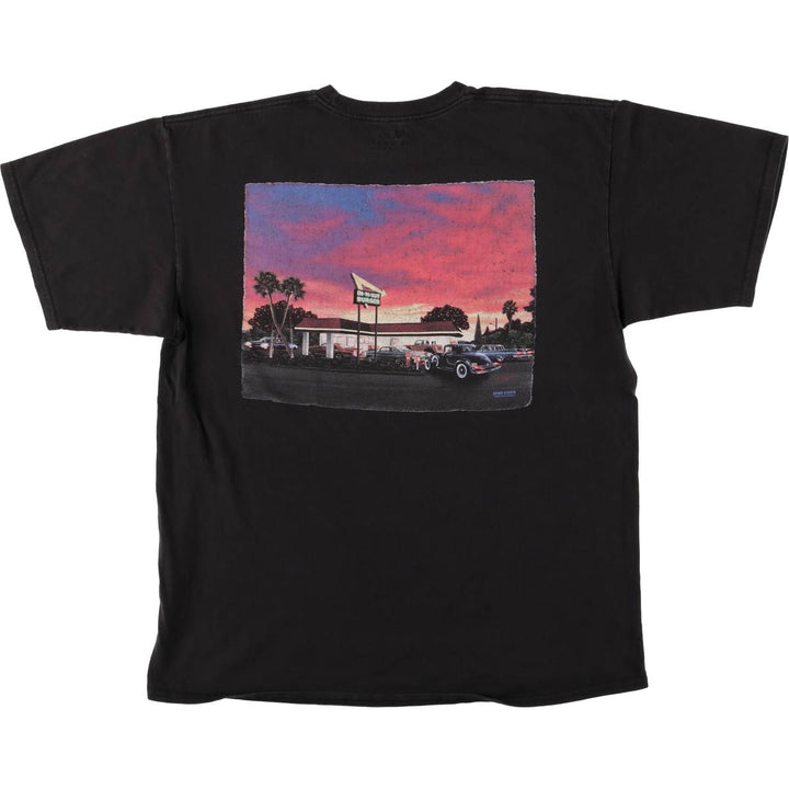 IN-N-OUT BURGER In-and-Out Burger Advertising T-shirt, Men's L size cotton black type Vintage Second Hand