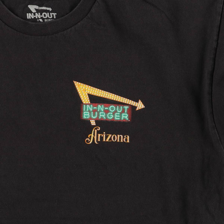 IN-N-OUT BURGER In-and-Out Burger Advertising T-shirt, Men's L size cotton black type Vintage Second Hand