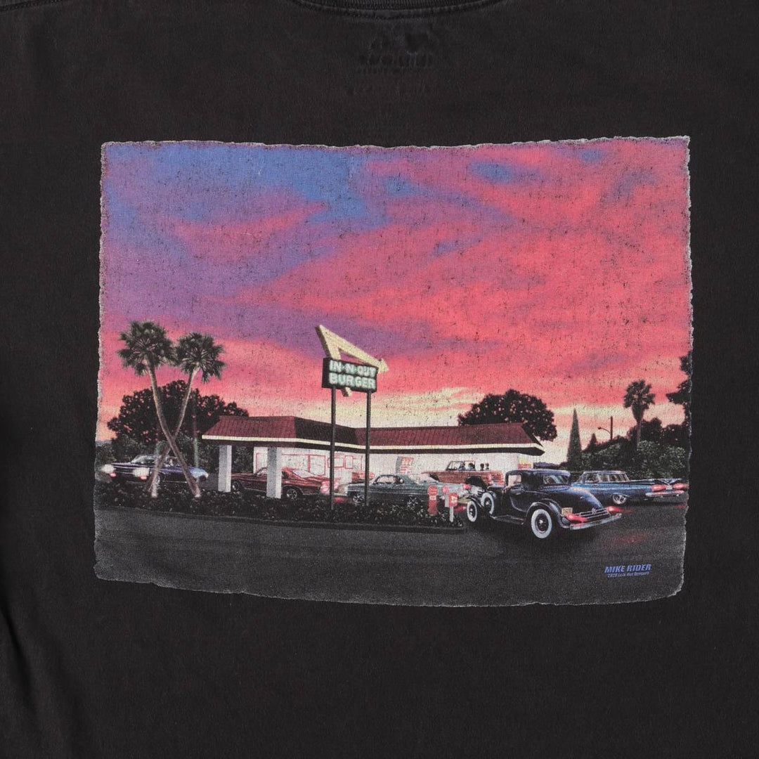 IN-N-OUT BURGER In-and-Out Burger Advertising T-shirt, Men's L size cotton black type Vintage Second Hand
