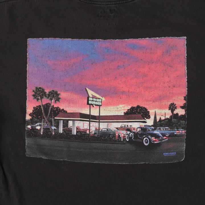 IN-N-OUT BURGER In-and-Out Burger Advertising T-shirt, Men's L size cotton black type Vintage Second Hand