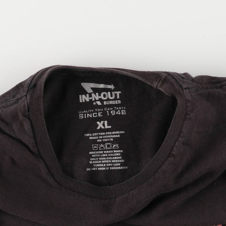 IN-N-OUT BURGER In-and-Out Burger Advertising T-shirt Men's XL size cotton black type Vintage Second Hand