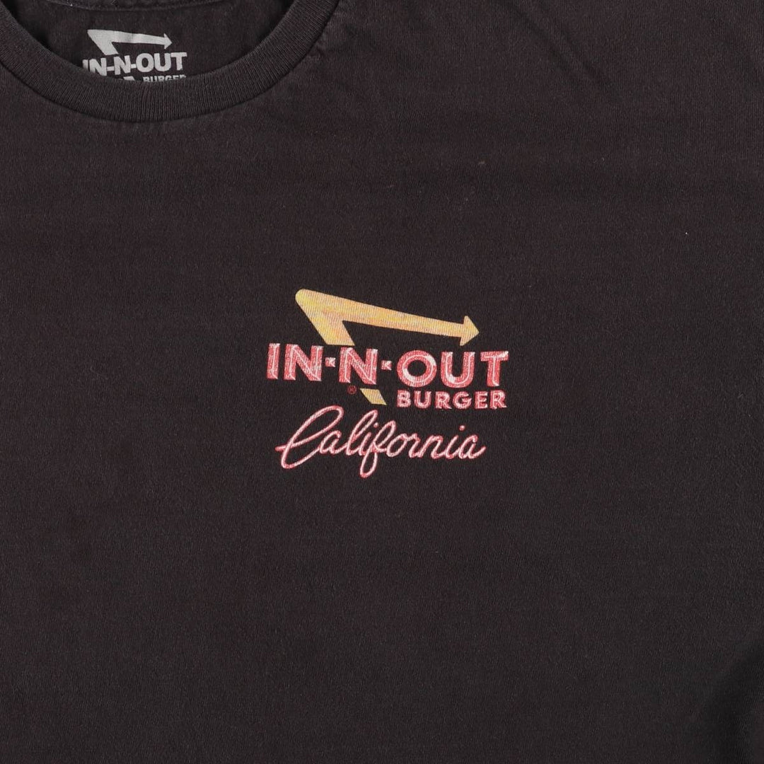 IN-N-OUT BURGER In-and-Out Burger Advertising T-shirt Men's XL size cotton black type Vintage Second Hand