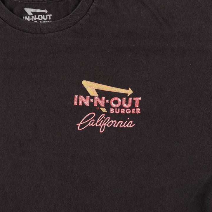 IN-N-OUT BURGER In-and-Out Burger Advertising T-shirt Men's XL size cotton black type Vintage Second Hand