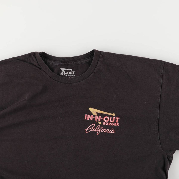 IN-N-OUT BURGER In-and-Out Burger Advertising T-shirt Men's XL size cotton black type Vintage Second Hand