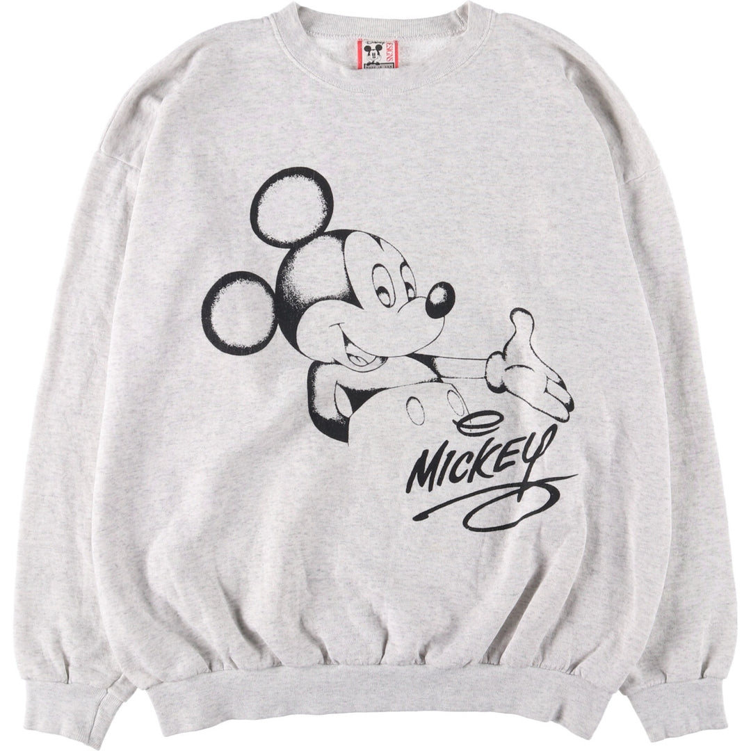 90'S Disney Mickey Mouse character sweatshirt, Made in USA, Men's XXL cotton gray type Vintage Second Hand