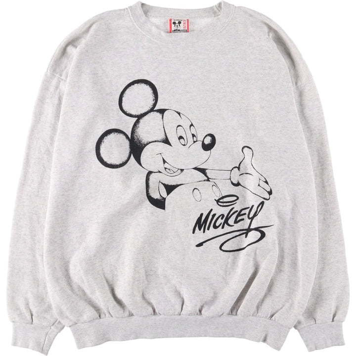 90'S Disney Mickey Mouse character sweatshirt, Made in USA, Men's XXL cotton gray type Vintage Second Hand